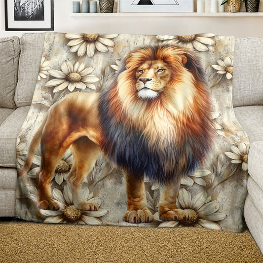 Lion Light Weight Fleece Blanket by Mark van Vuuren