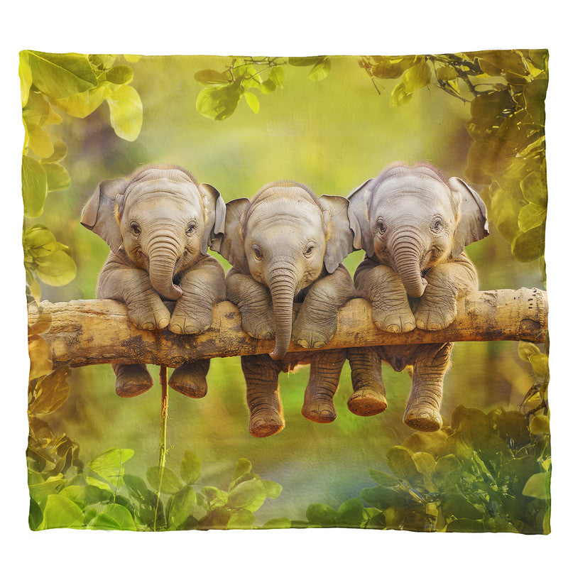 Little Elephants Light Weight Fleece Blanket