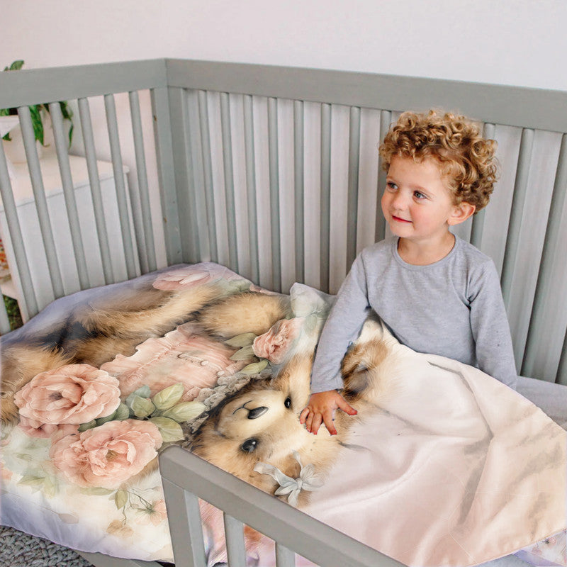 Little Floral Teddy Cot Set