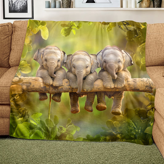 Little Elephants Light Weight Fleece Blanket