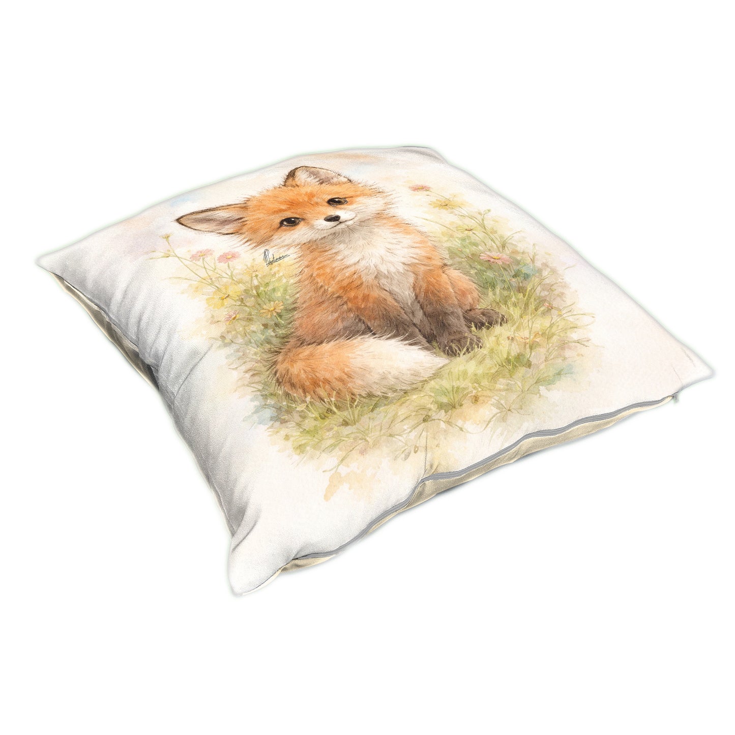 Little Fox Sitting Watercolor Kids Scatter by Nathan Pieterse