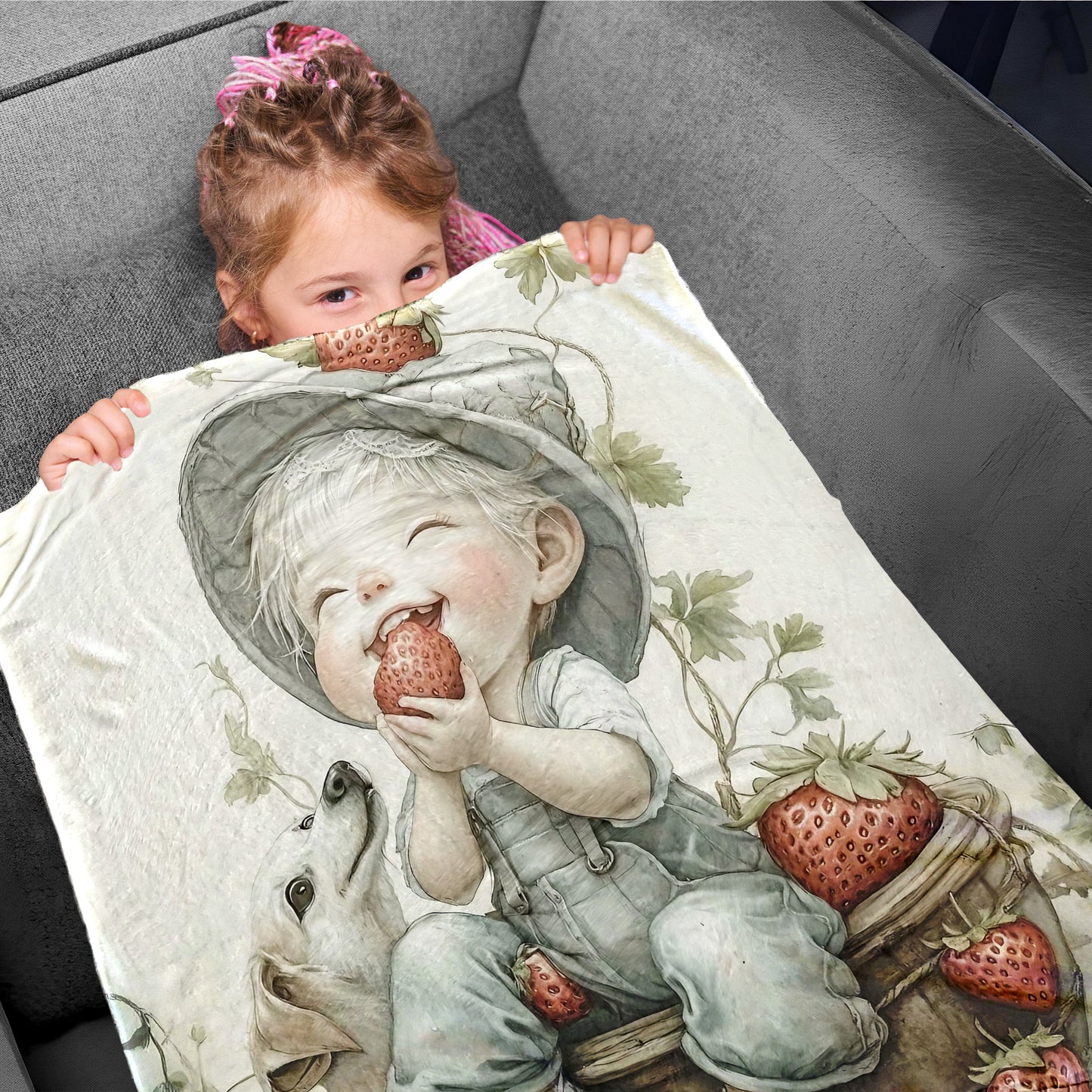 Little Strawberry Eater Toddler Fleece Blanket