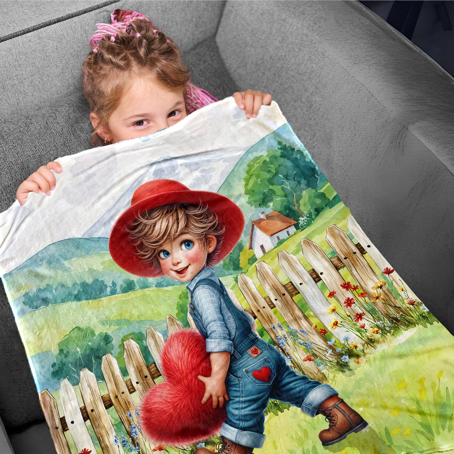 Little Valentine Farmer Toddler Fleece Blanket