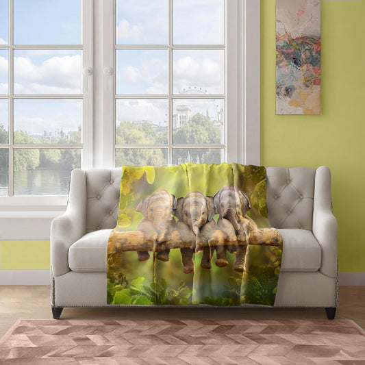 Little Elephants Light Weight Fleece Blanket