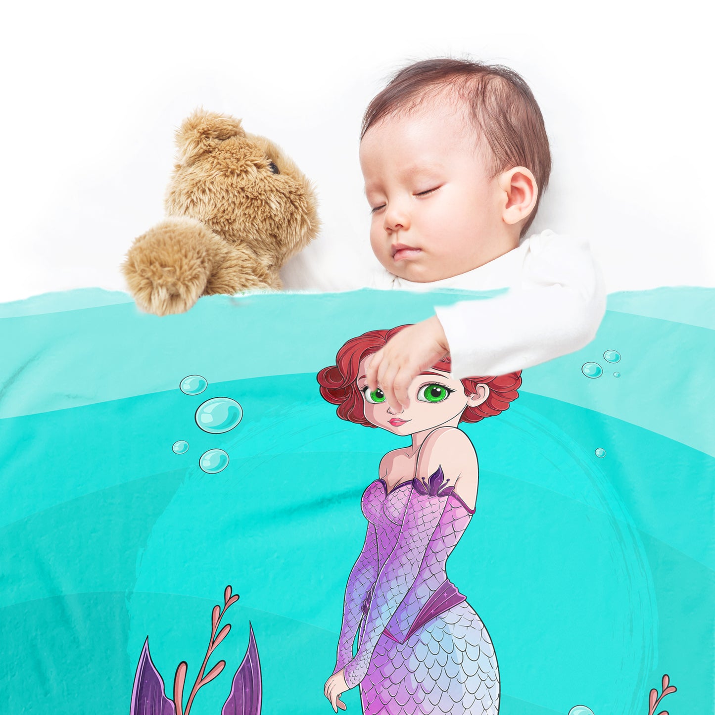 Loving Mermaid Baby Fleece Blanket