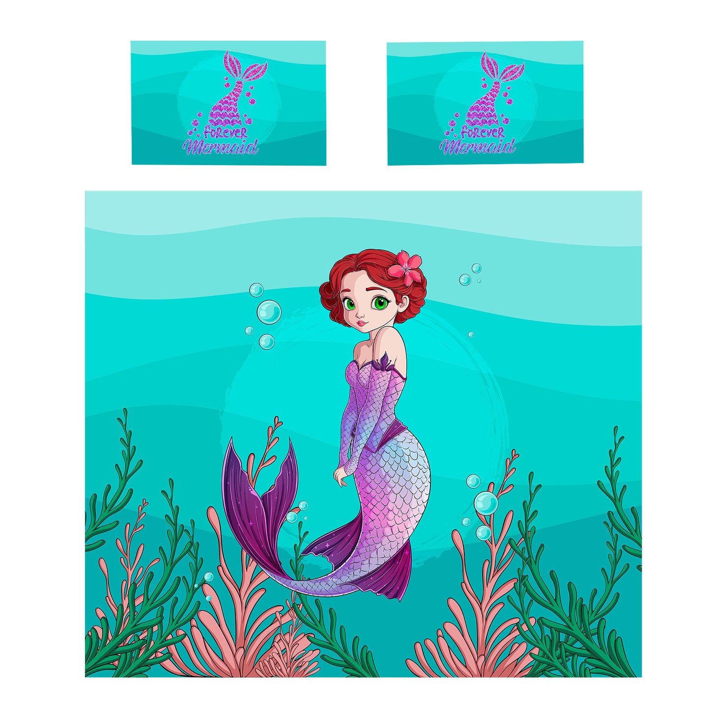 Loving Mermaid Kids Duvet Cover Set