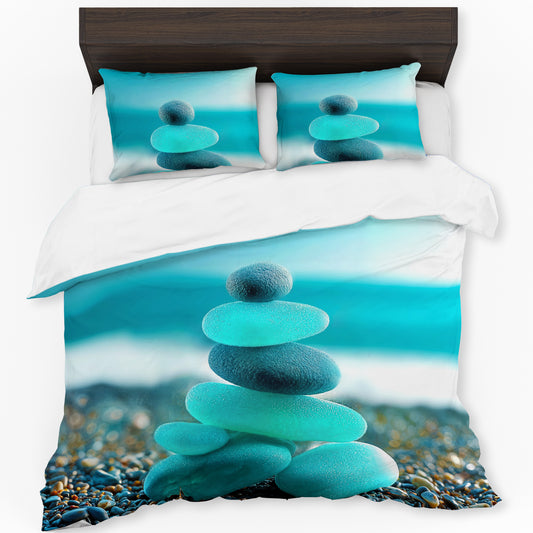 Luminous Aqua Stone Mound Duvet Cover Set