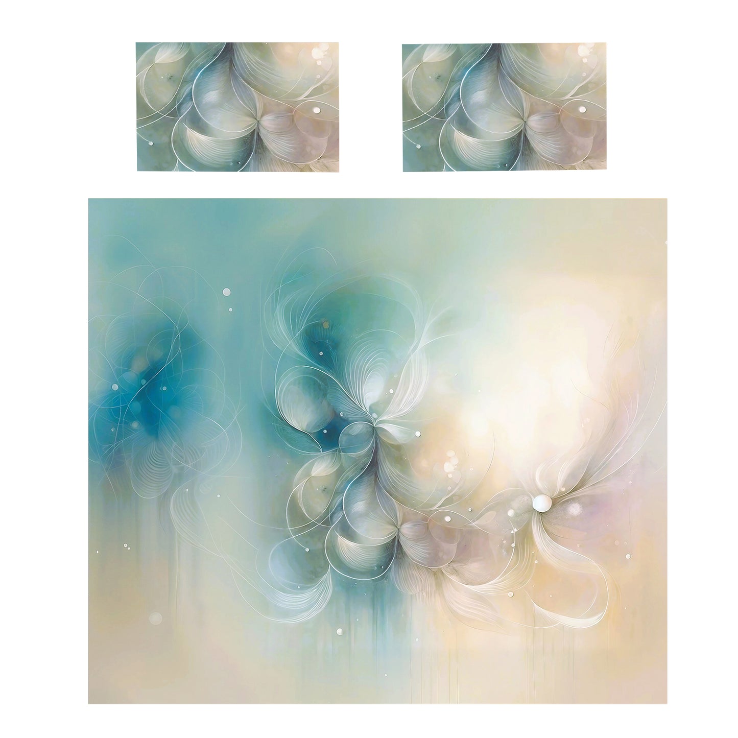 Luminous Beige & Green Duvet Cover Set