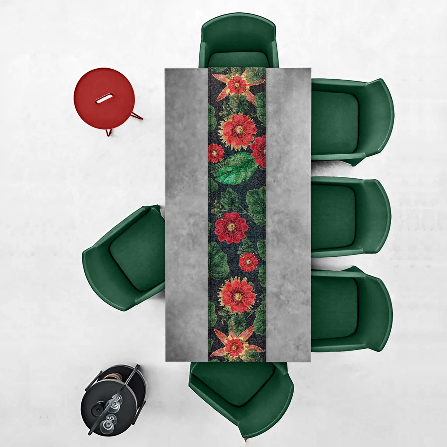 Scattered Red Flower Pattern Table Runner By Mark van Vuuren