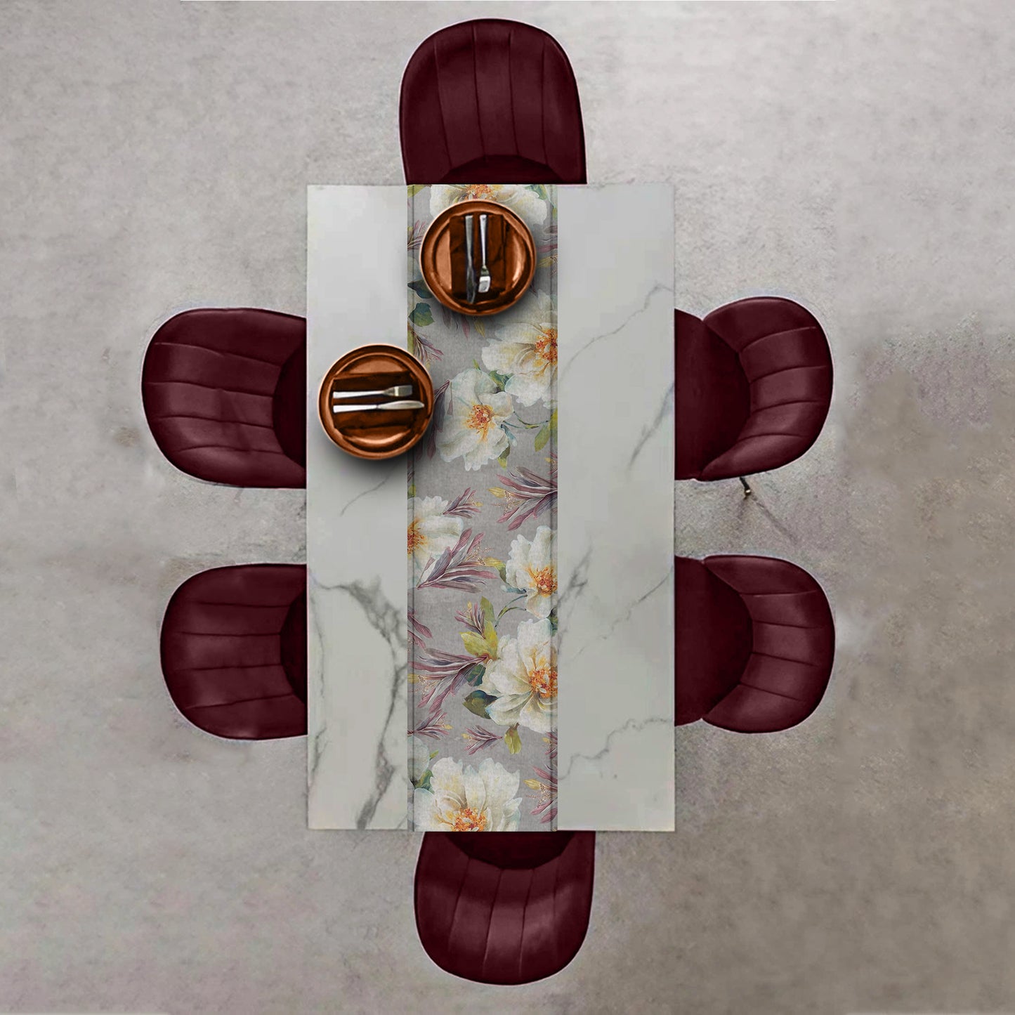 Shaded Purple White Flower Table Runner By Mark Van Vuuren