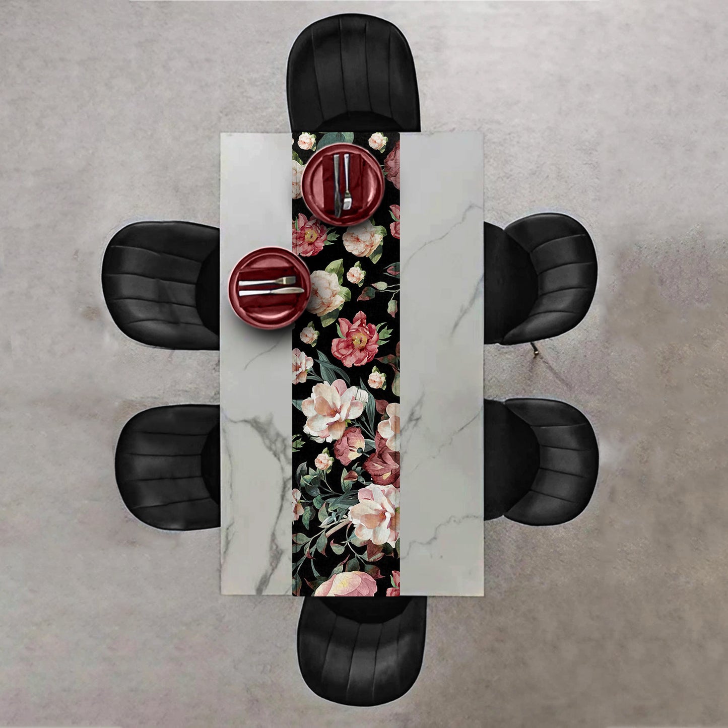 Simple Flowers on Black Table Runner By Mark van Vuuren