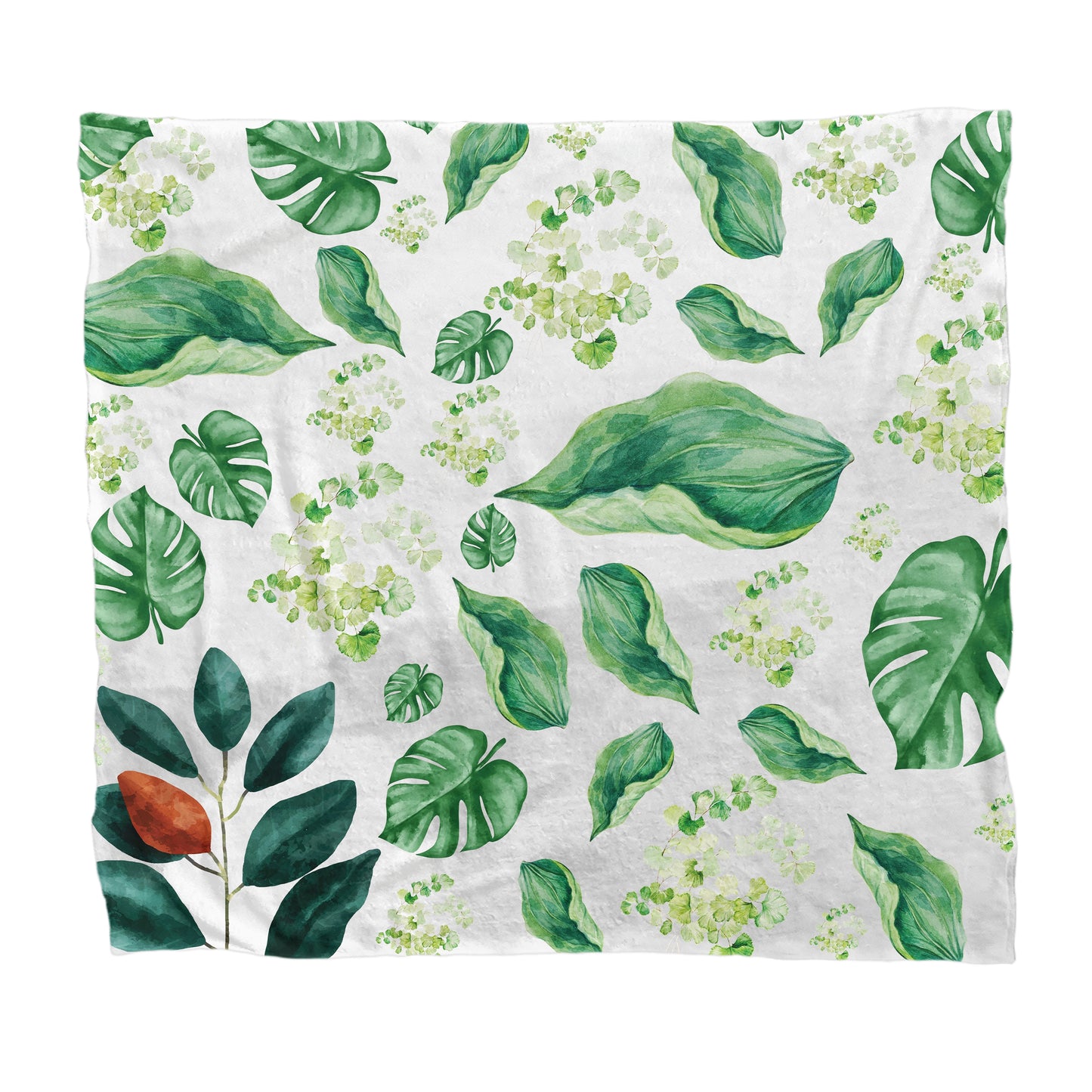 Water Painted Green Leaves Light Weight Fleece Blanket By Mark van Vuuren