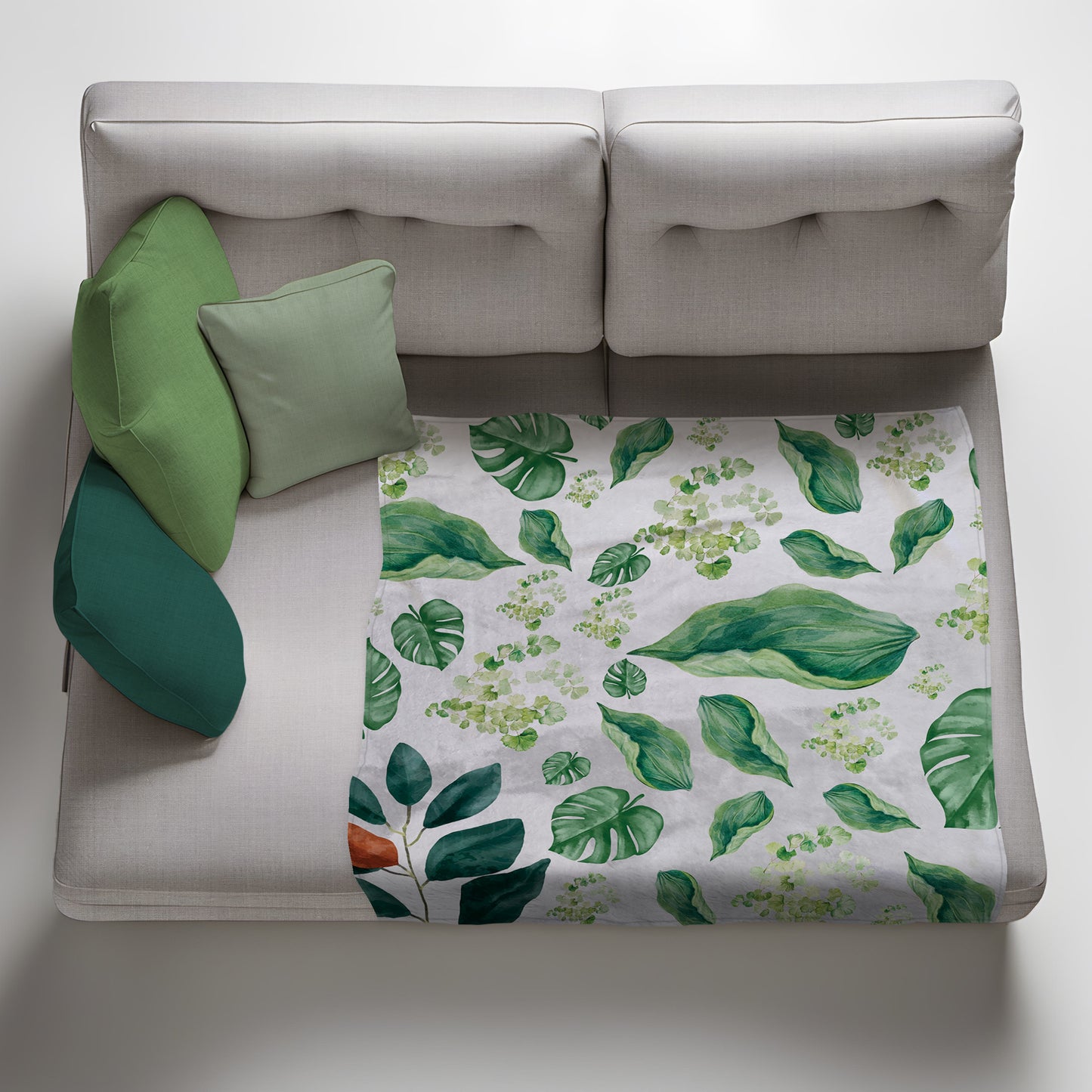 Water Painted Green Leaves Light Weight Fleece Blanket By Mark van Vuuren