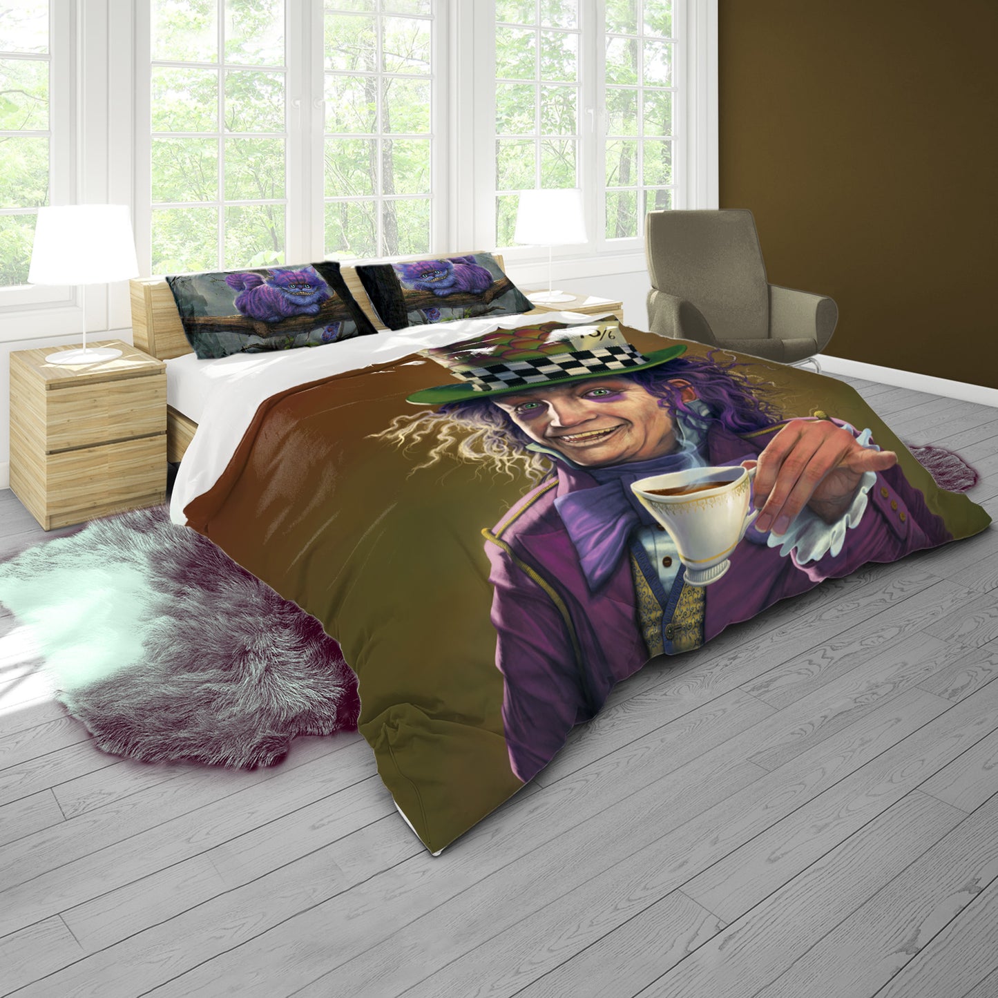 Mad Hatter & Cheshire Cat Duvet Cover Set By Vincent Hie