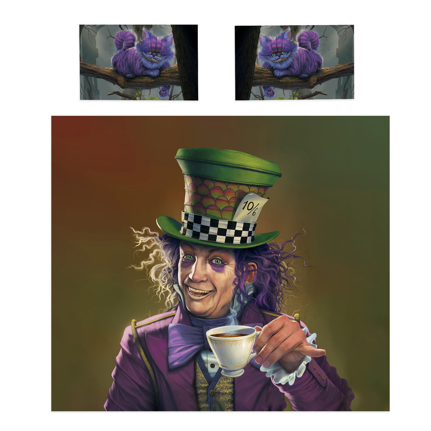 Mad Hatter & Cheshire Cat Duvet Cover Set By Vincent Hie