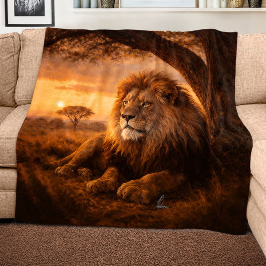Majestic African Lion Light Weight Fleece Blanket by Nathan Pieterse