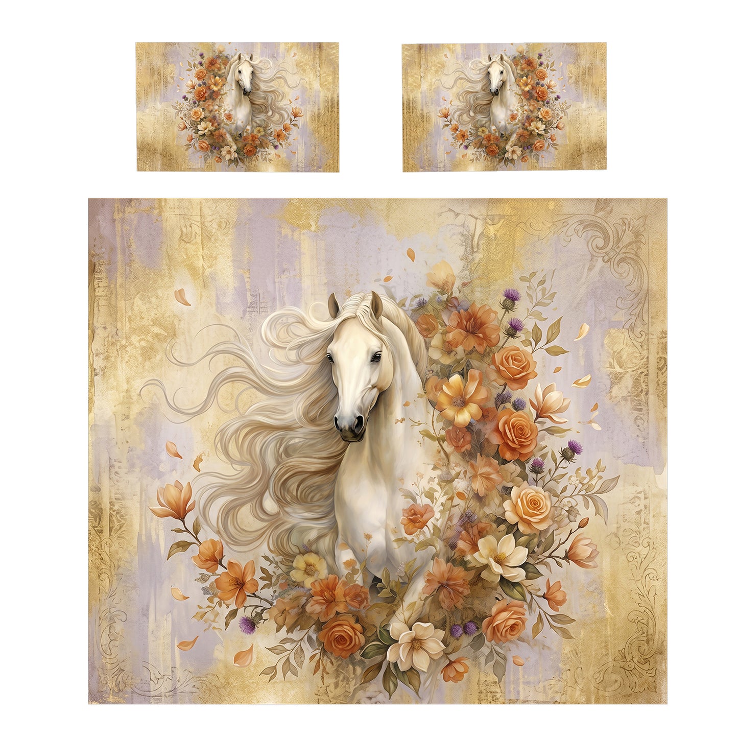 Majestic White Horse Duvet Cover Set