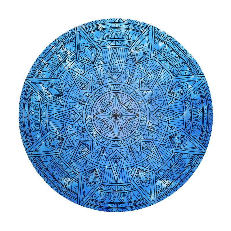 Mandala Blue Ice Round Tablecloth