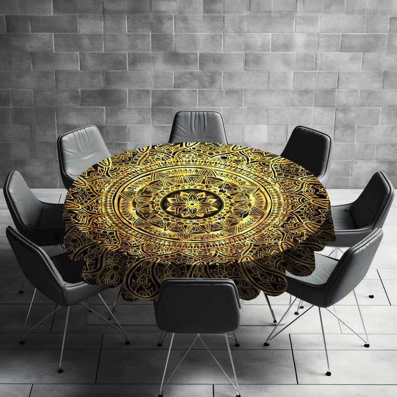Mandala Gold Round Tablecloth