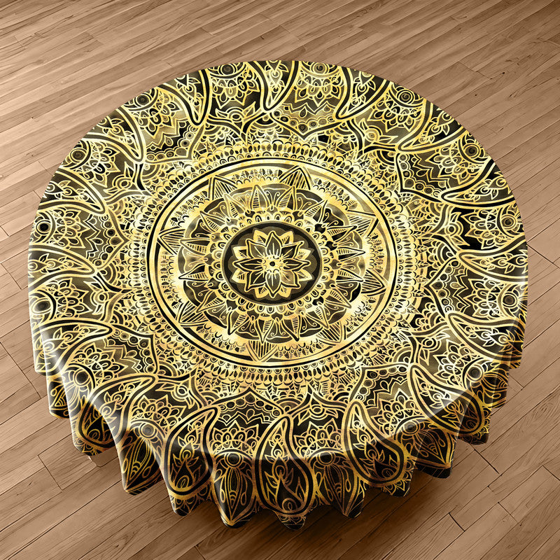 Mandala Gold Round Tablecloth