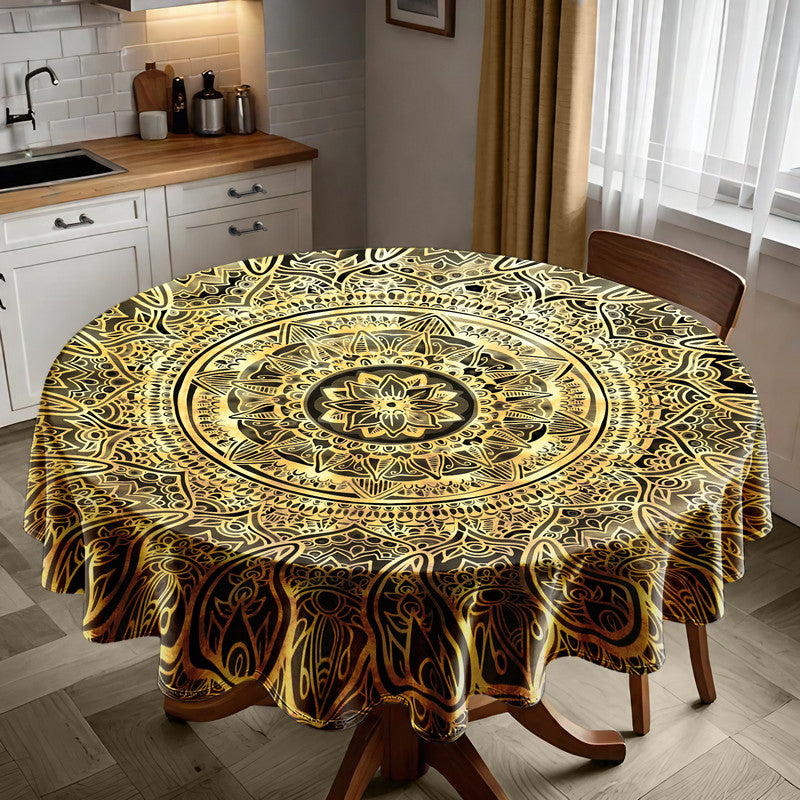 Mandala Gold Round Tablecloth