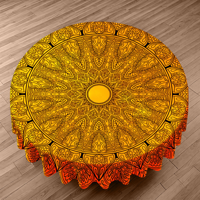 Mandala Sun Dance Round Tablecloth