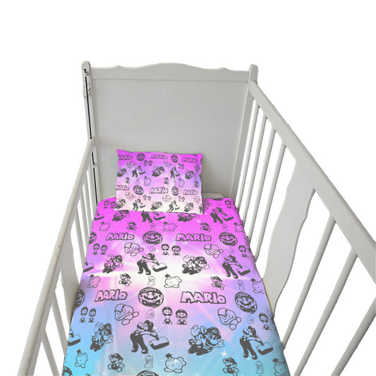 Mario Pink Blue Cot Set