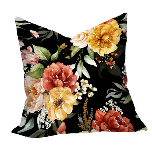 Maroon and Yellow Flower on Black Luxury Scatter by Mark van Vuuren