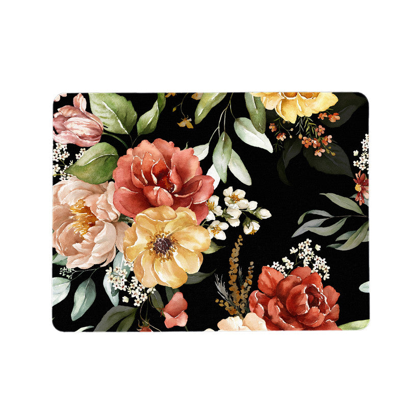 Maroon Flowers On Black Placemats by Mark van Vuuren