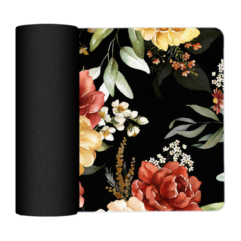 Maroon Flowers On Black Placemats by Mark van Vuuren