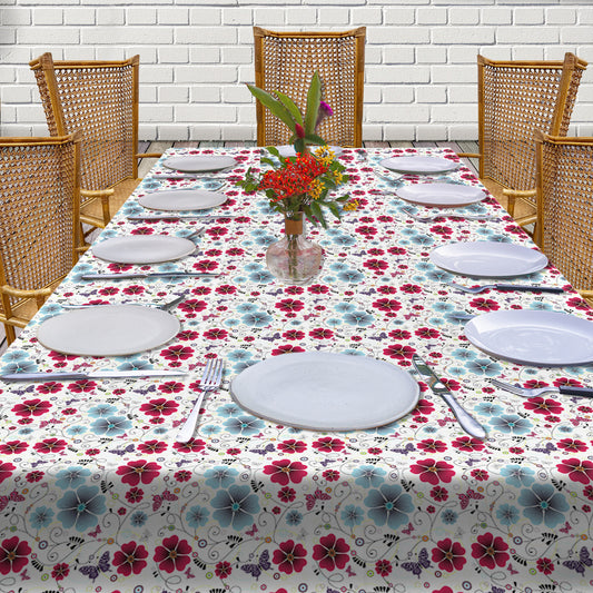 Mauve and Mint Flowers 3m Rectangle Tablecloth