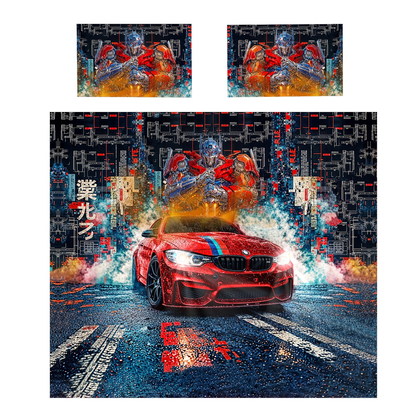 Mech Cyber Racing Duvet Cover Set