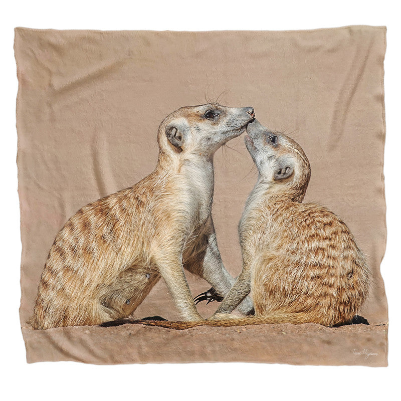 Meerkat Baby with Mom Light Weight Fleece Blanket By Fanie Heymans