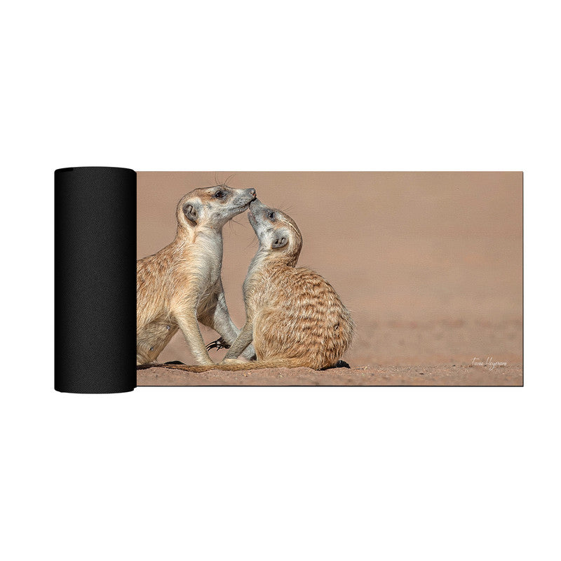 Meerkat Baby with Mom Large Desk Pad By Fanie Heymans