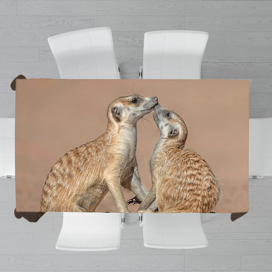 Meerkat Baby with Mom By Fanie Heymans Rectangle Tablecloth