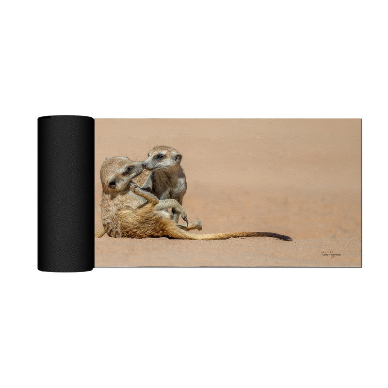 Meerkat Playing Middle Desk Pad by Fanie Heymans