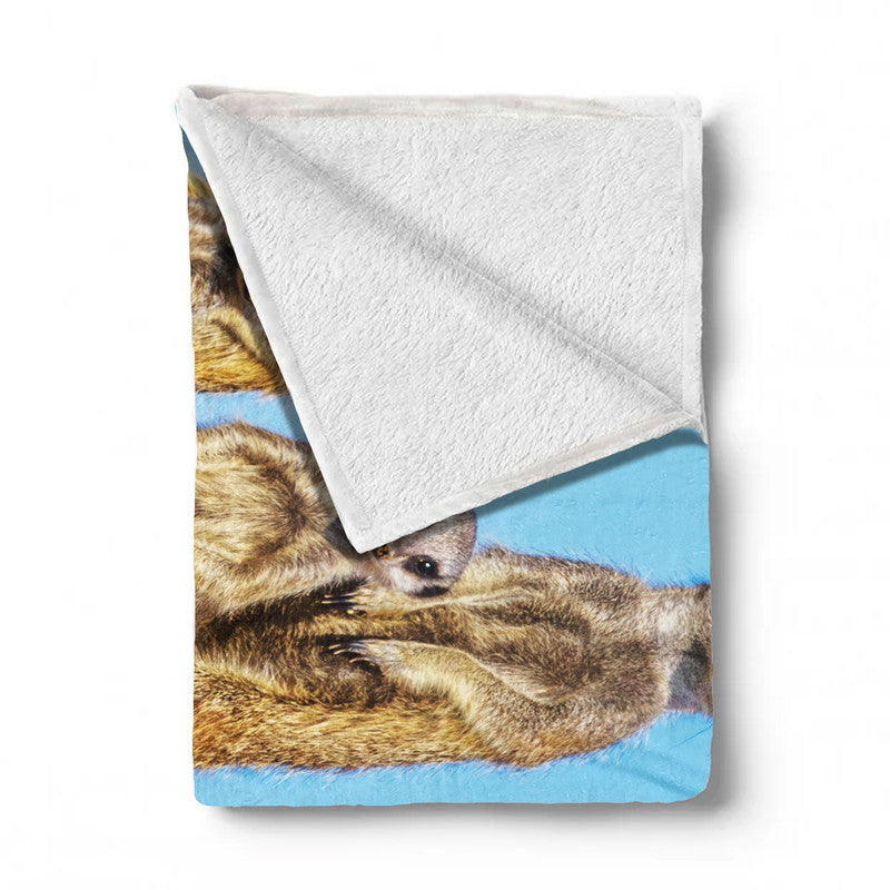Meerkat Stare Light Weight Fleece Blanket by Fanie Heymans