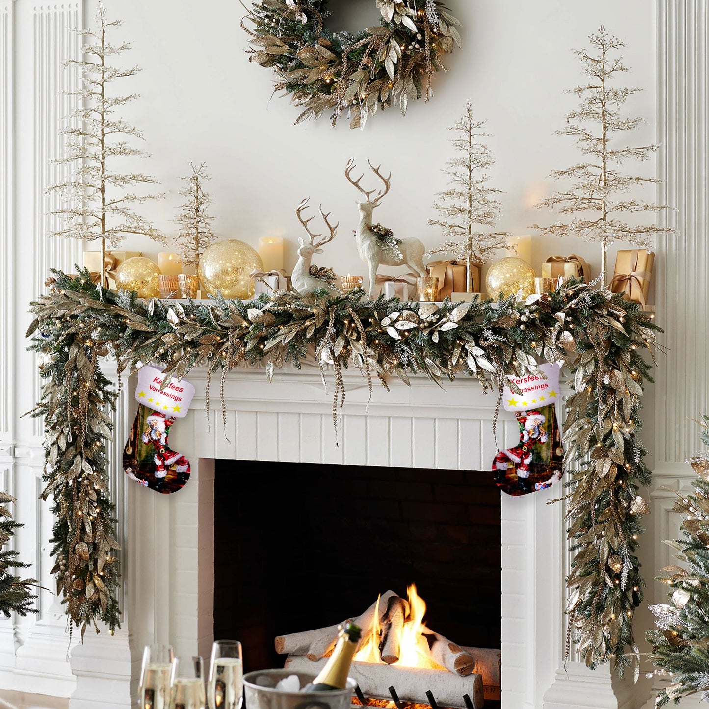 Santa and Puppy Christmas Gift Stockings