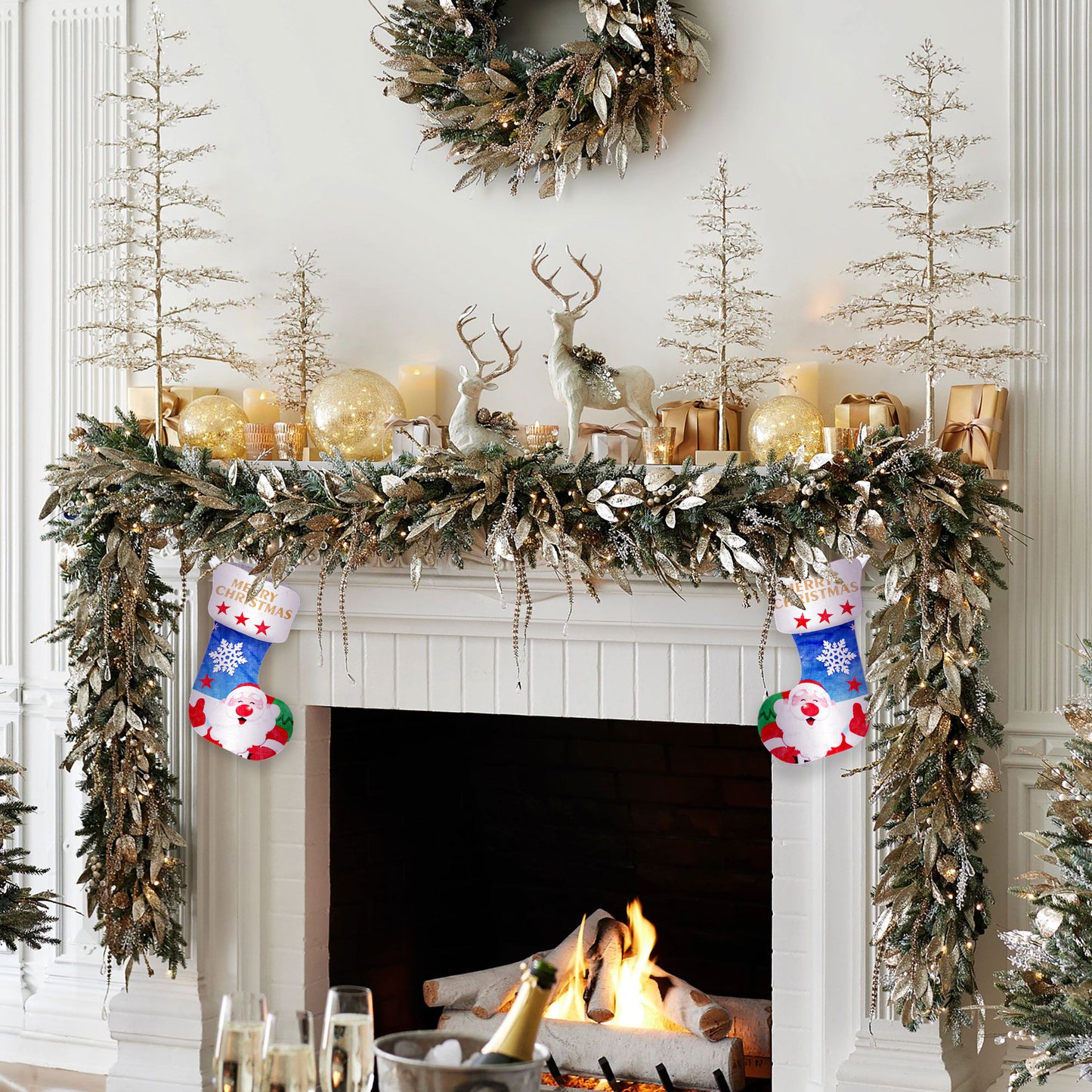 Santa Snowflake Christmas Gift Stockings