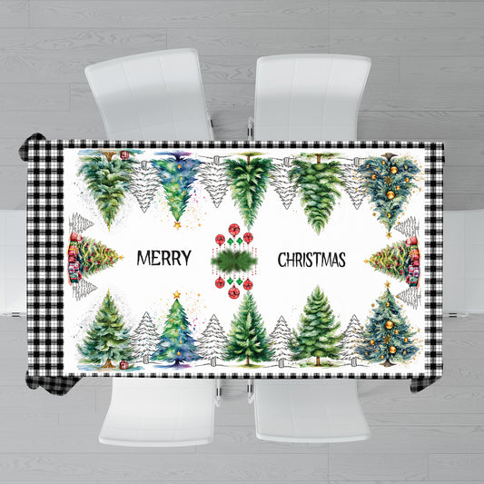 Merry Christmas Trees Rectangle Tablecloth