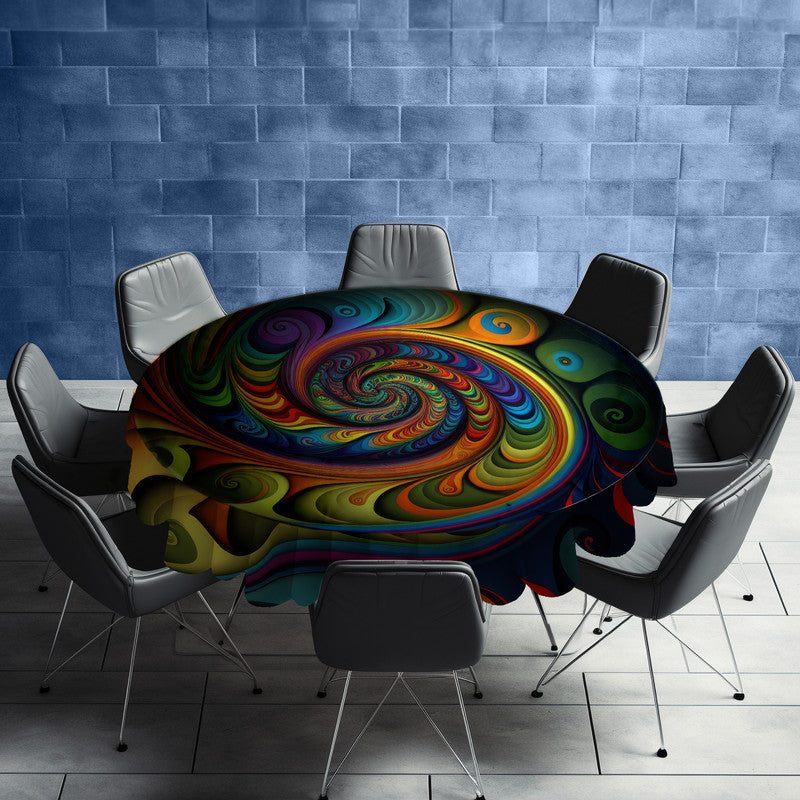 Mesmerizing Spiral Round Tablecloth