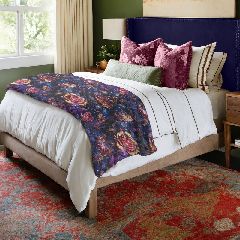 Midnight Roses Light Bed Throw