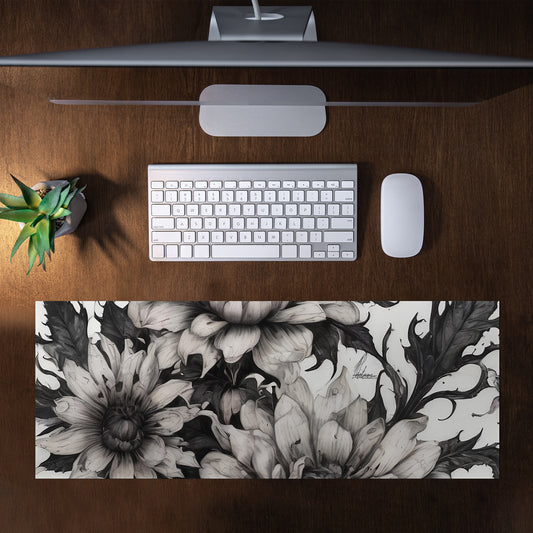 Midnight Garden Flowers by Nathan Pietersee Large Desk Pad