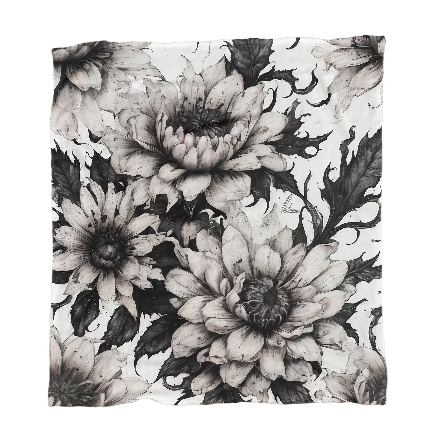 Midnight Garden Flowers Light Weight Fleece Blanket by Nathan Pieterse