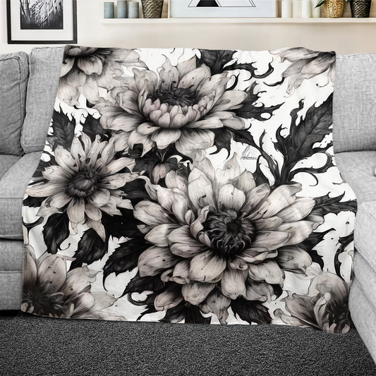 Midnight Garden Flowers Light Weight Fleece Blanket by Nathan Pieterse