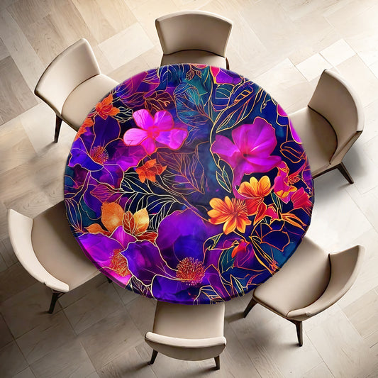 Midnight Jungle Round Tablecloth