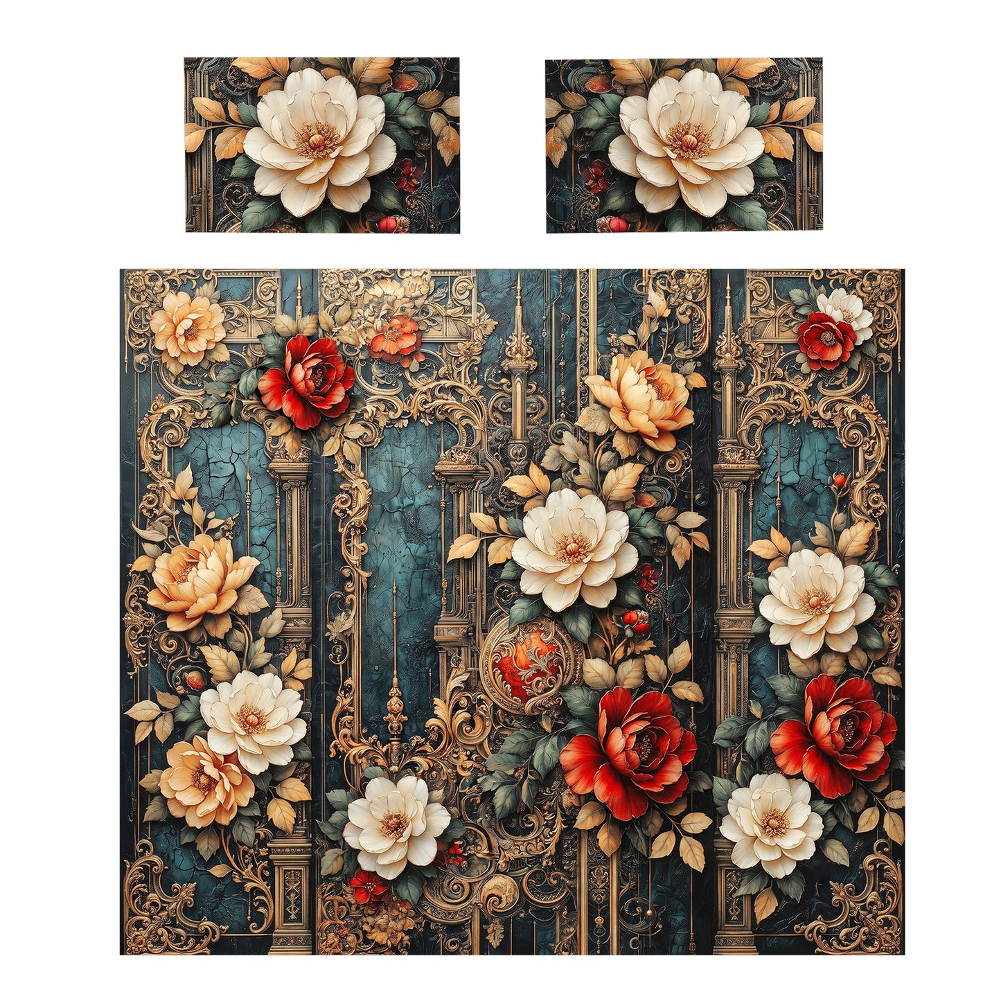 Midnight Rococo Floral Duvet Cover Set