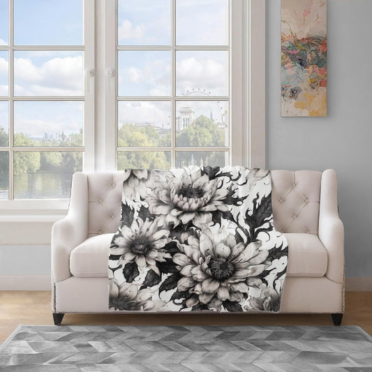 Midnight Garden Flowers Light Weight Fleece Blanket by Nathan Pieterse