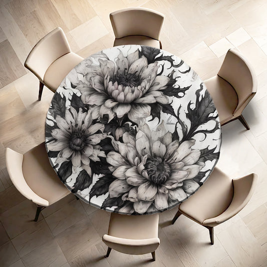 Midnight Garden Flowers Round Tablecloth By Nathan Pieterse