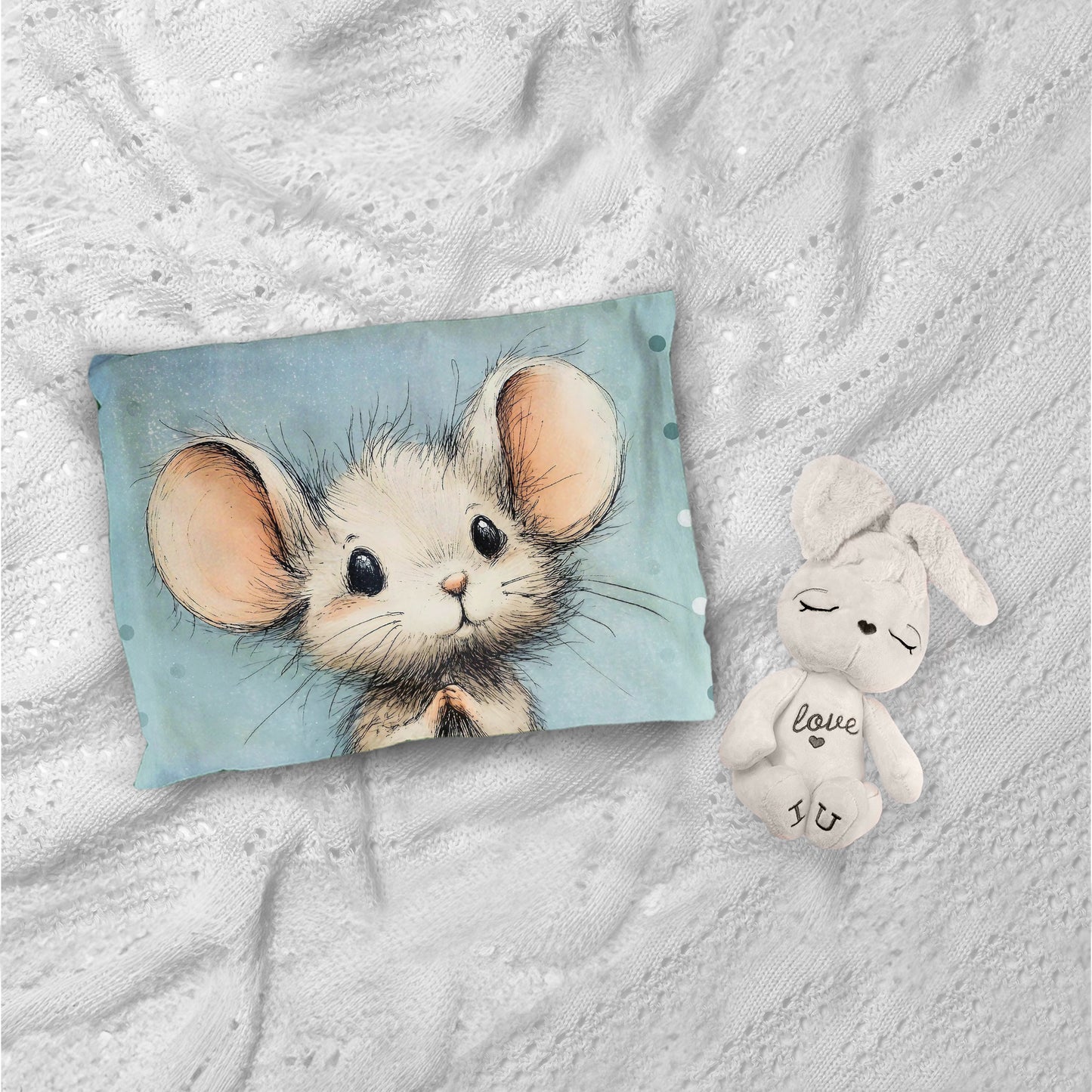 Mint Green Baby Animal Mouse Cot Set